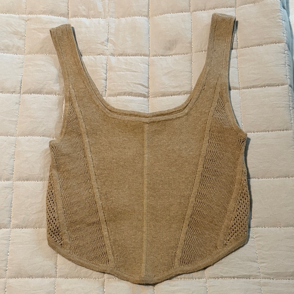 American Eagle Outfitters Beige Knit Tank